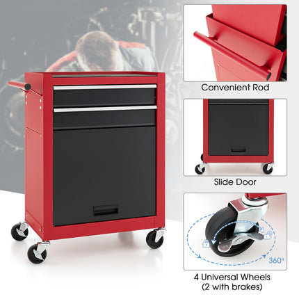 6-Drawer Tool Chest with Heightening Cabinet-Black & Red