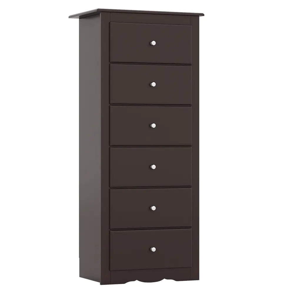 6 Drawers Chest Dresser Clothes Storage Bedroom Furniture Cabinet-Brown - Brown - Dressers & Chests