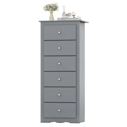 6 Drawers Chest Dresser Clothes Storage Bedroom Furniture Cabinet-Gray - Gray - Dressers & Chests