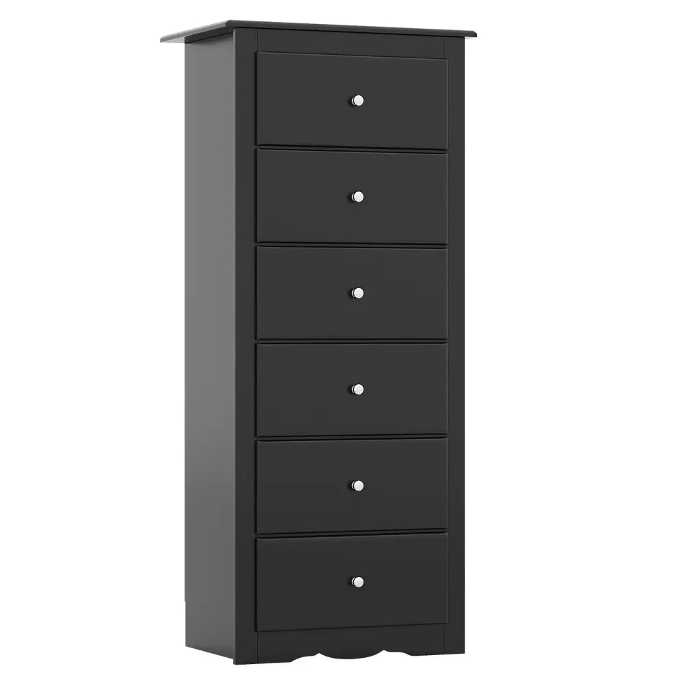 6 Drawers Chest Dresser Clothes Storage Bedroom Furniture Cabinet-Black - Black - Dressers & Chests