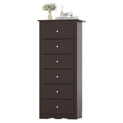 6 Drawers Chest Dresser Clothes Storage Bedroom Furniture Cabinet-Brown - Brown - Dressers & Chests