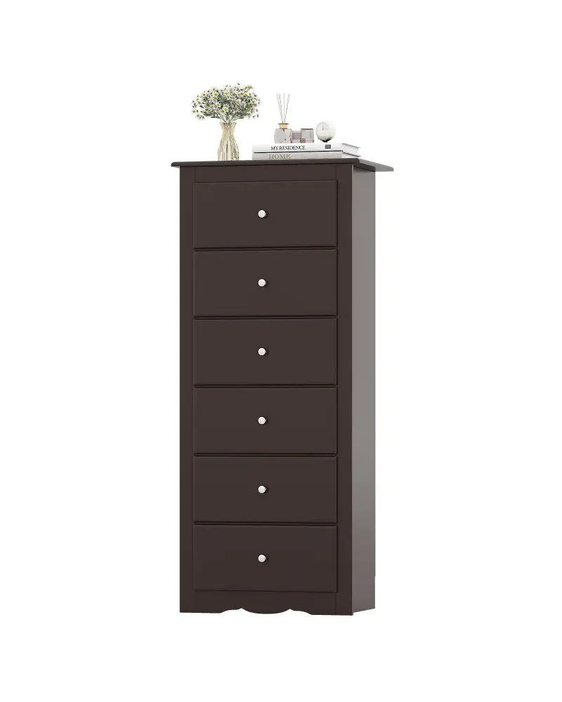6 Drawers Chest Dresser Clothes Storage Bedroom Furniture Cabinet-Brown - Brown - Dressers & Chests