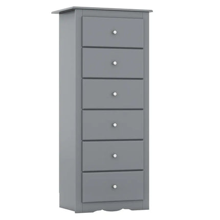 6 Drawers Chest Dresser Clothes Storage Bedroom Furniture Cabinet-Gray - Gray - Dressers & Chests