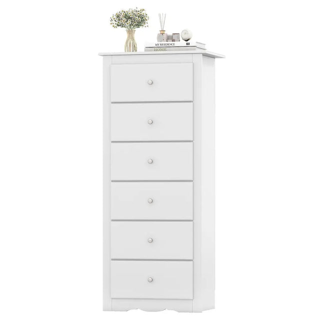 6 Drawers Chest Dresser Clothes Storage Bedroom Furniture Cabinet-White - White - Dressers & Chests