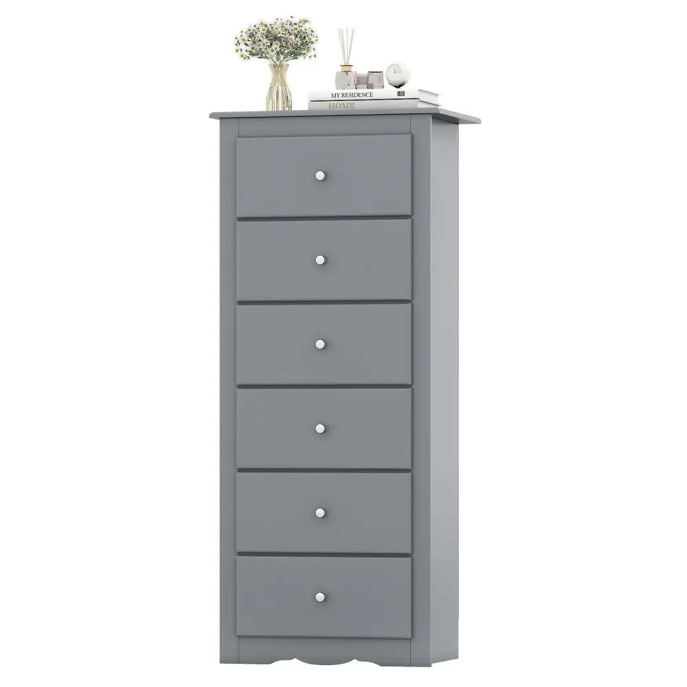 6 Drawers Chest Dresser Clothes Storage Bedroom Furniture Cabinet-Gray - Gray - Dressers & Chests