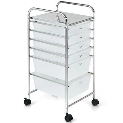 6 Drawers Rolling Storage Cart Organizer-Clear - Transparent - File Cabinets