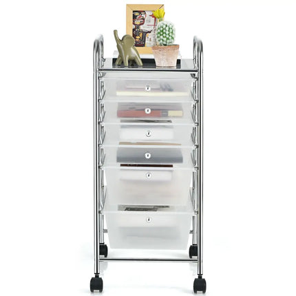 6 Drawers Rolling Storage Cart Organizer-Clear - Transparent - File Cabinets