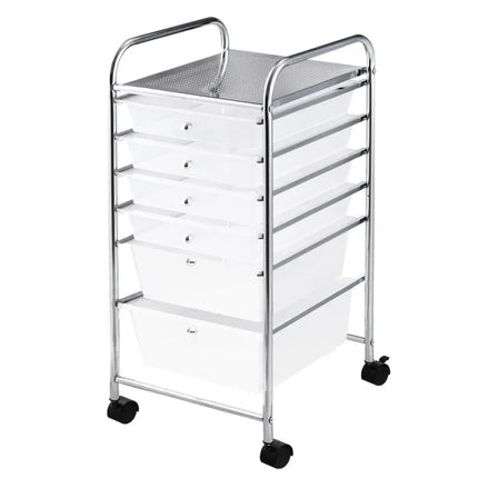 6 Drawers Rolling Storage Cart Organizer-Clear - Transparent - File Cabinets