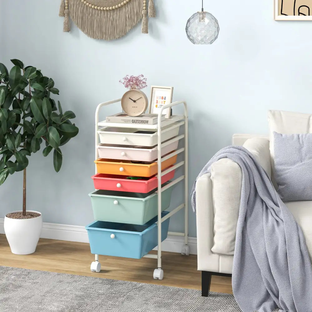 6 Drawers Rolling Storage Cart Organizer-Macaron - Macaron - File Cabinets