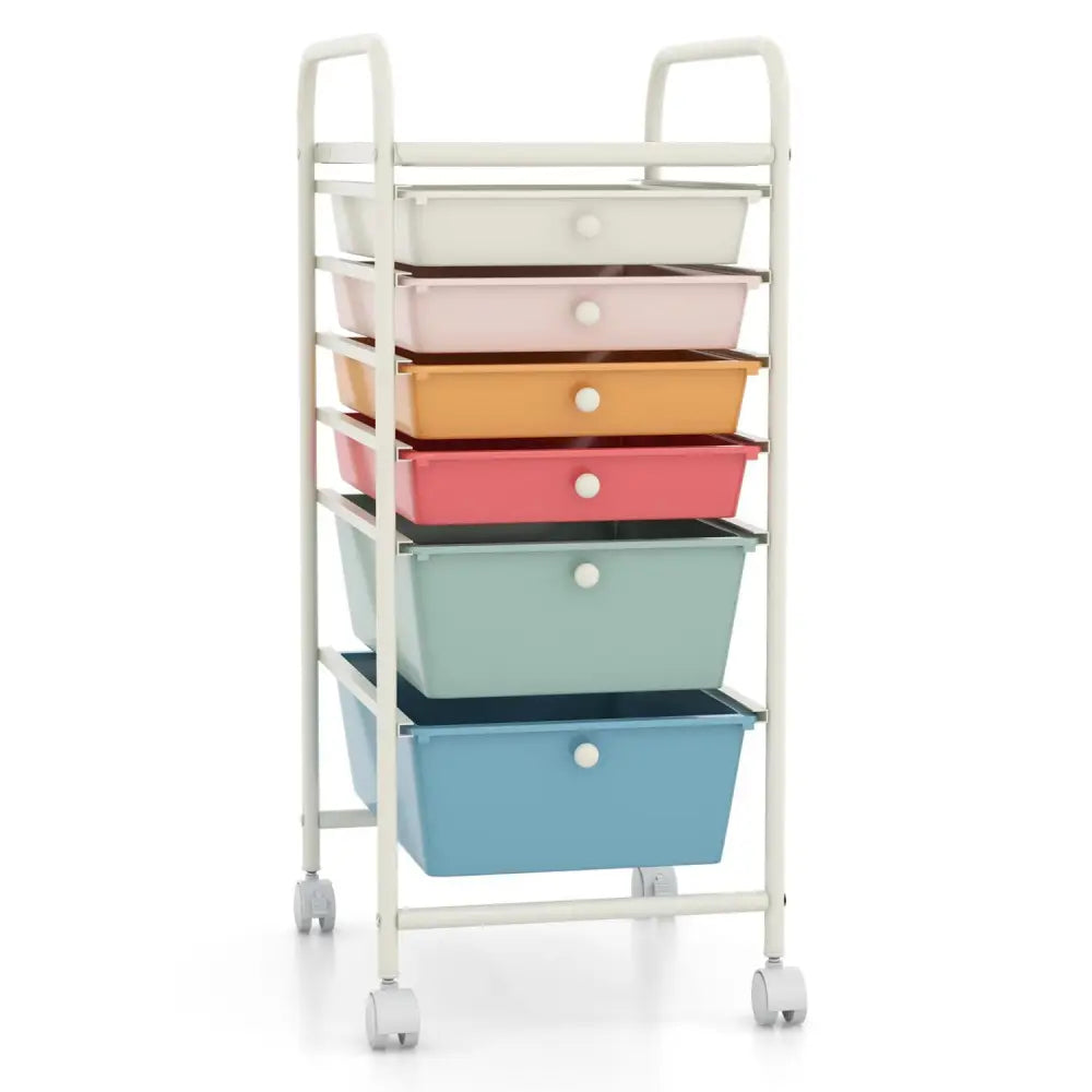6 Drawers Rolling Storage Cart Organizer-Macaron - Macaron - File Cabinets