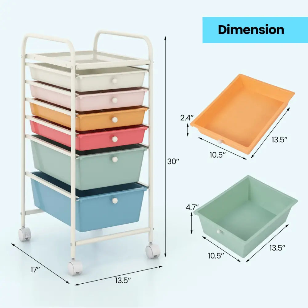 6 Drawers Rolling Storage Cart Organizer-Macaron - Macaron - File Cabinets