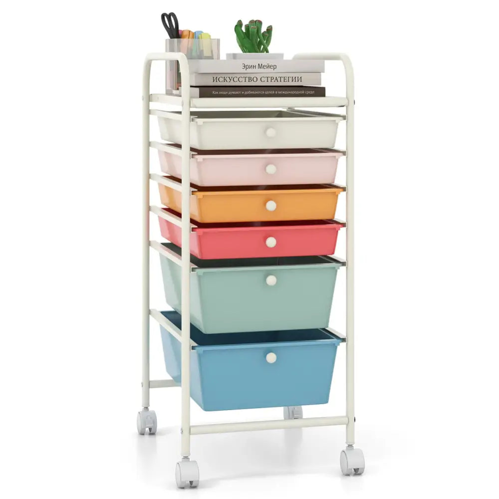 6 Drawers Rolling Storage Cart Organizer-Macaron - Macaron - File Cabinets