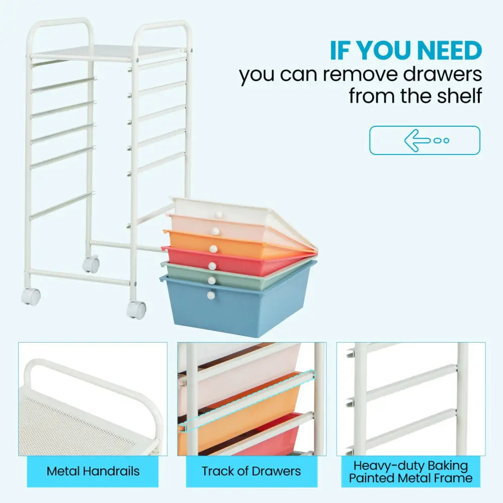 6 Drawers Rolling Storage Cart Organizer-Macaron - Macaron - File Cabinets