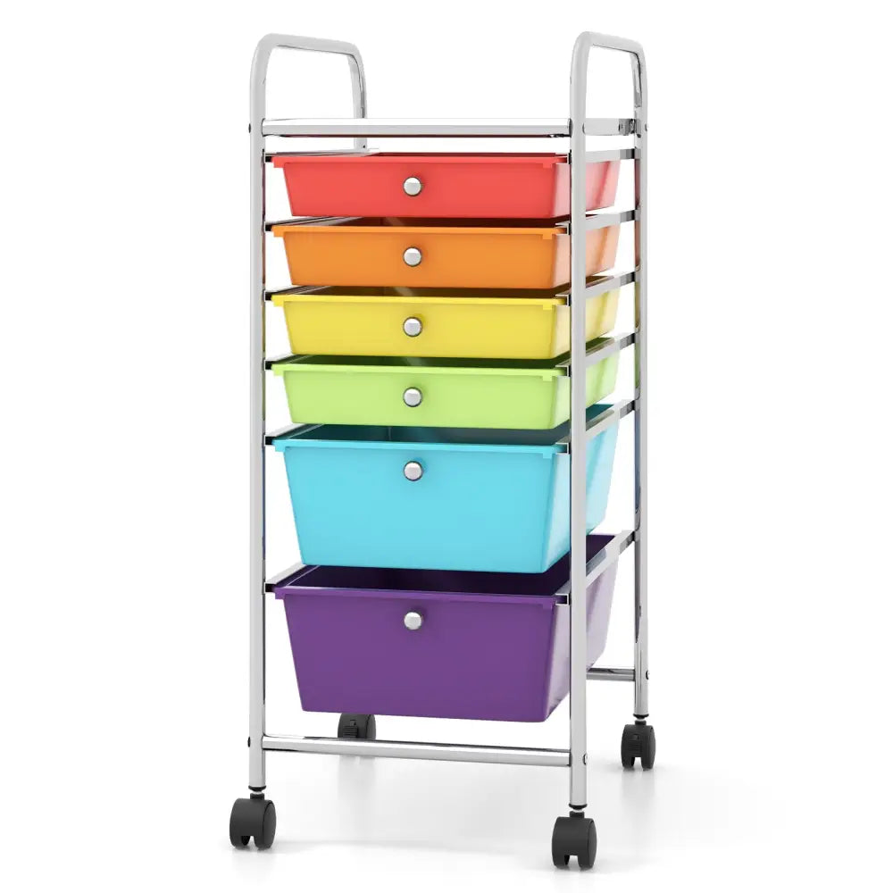 6 Drawers Rolling Storage Cart Organizer-Multicolor - Multicolor - File Cabinets