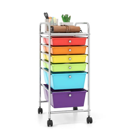 6 Drawers Rolling Storage Cart Organizer-Multicolor - Multicolor - File Cabinets