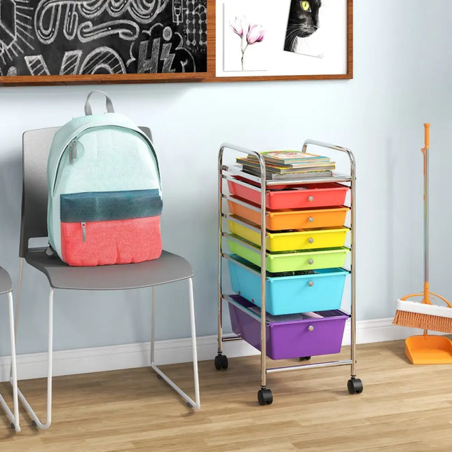 6 Drawers Rolling Storage Cart Organizer-Multicolor - Multicolor - File Cabinets