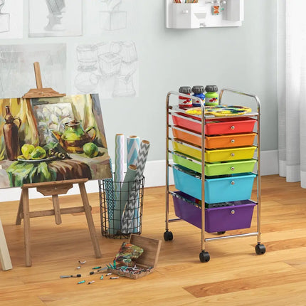 6 Drawers Rolling Storage Cart Organizer-Multicolor - Multicolor - File Cabinets