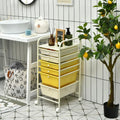 6 Drawers Rolling Storage Cart Organizer-Yellow - Yellow - File Cabinets