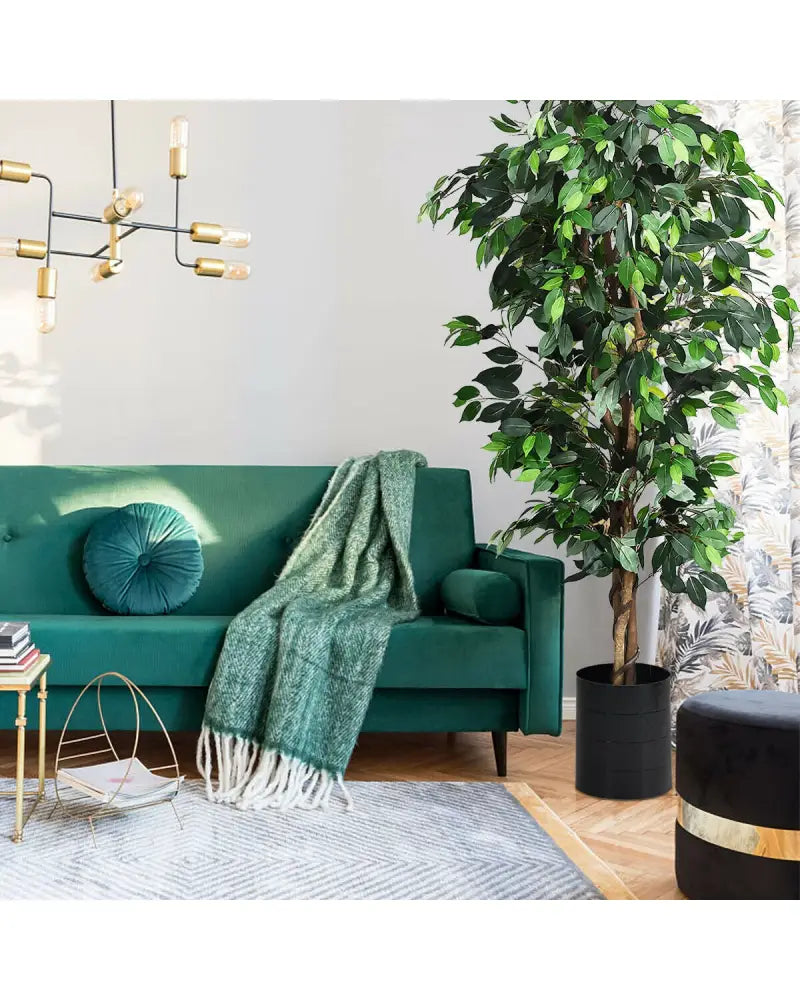 6 Feet Artificial Ficus Silk Tree - Green - Faux Plants