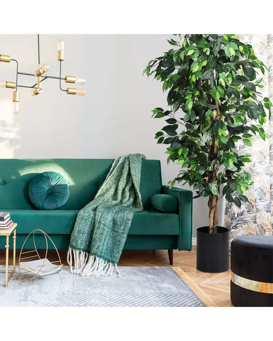 6 Feet Artificial Ficus Silk Tree - Green - Faux Plants