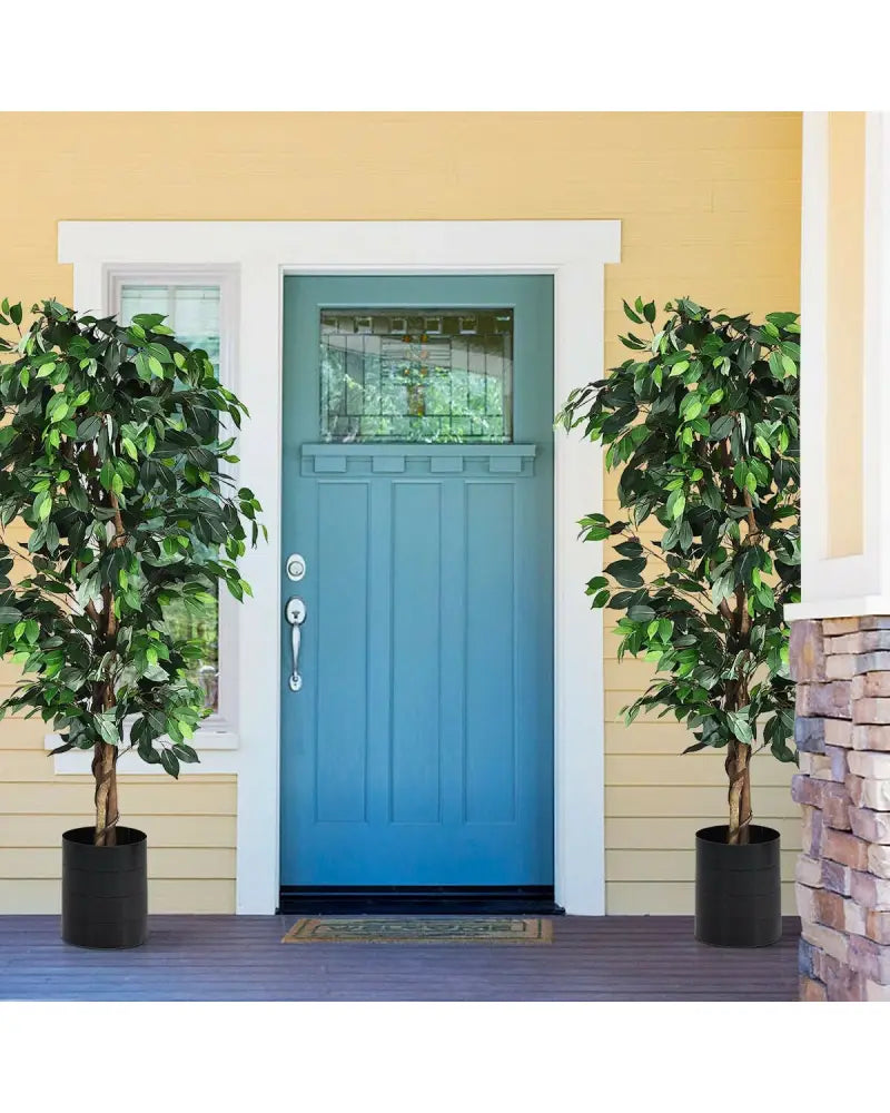 6 Feet Artificial Ficus Silk Tree - Green - Faux Plants