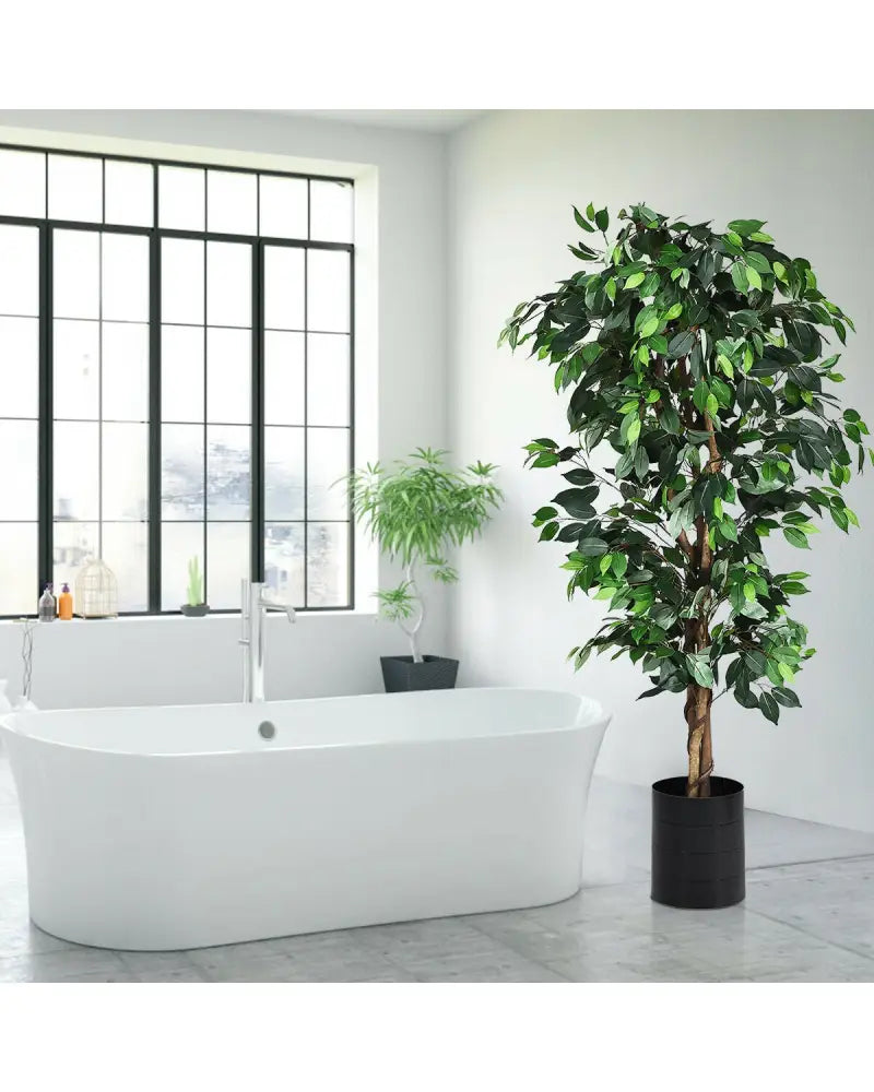 6 Feet Artificial Ficus Silk Tree - Green - Faux Plants