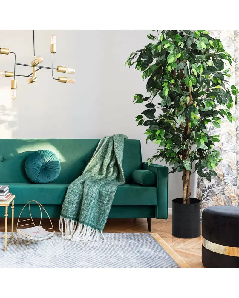 6 Feet Artificial Ficus Silk Tree - Green - Faux Plants