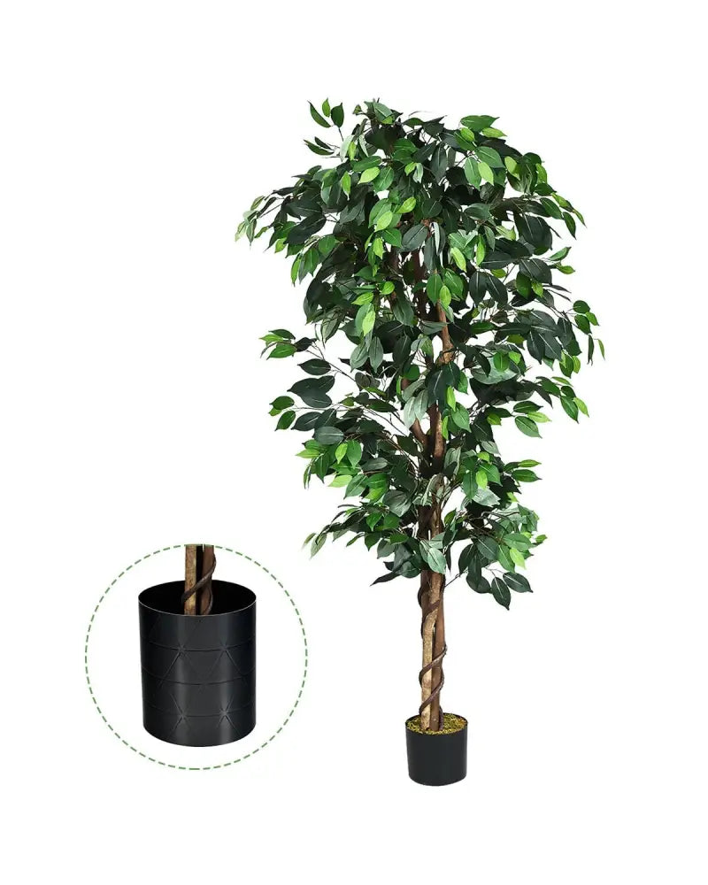 6 Feet Artificial Ficus Silk Tree - Green - Faux Plants