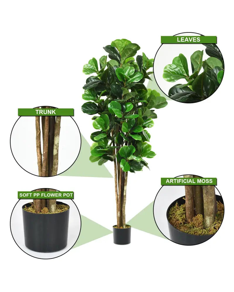 6-Feet Artificial Indoor-Outdoor Home Decorative Planter - Green - Faux Plants