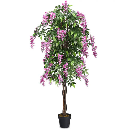 6-Feet Artificial Wisteria Silk Indoor-Outdoor Tree-1pieces - Green - Faux Plants