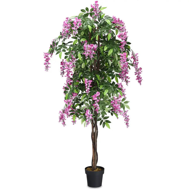 6-Feet Artificial Wisteria Silk Indoor-Outdoor Tree-1pieces - Green - Faux Plants