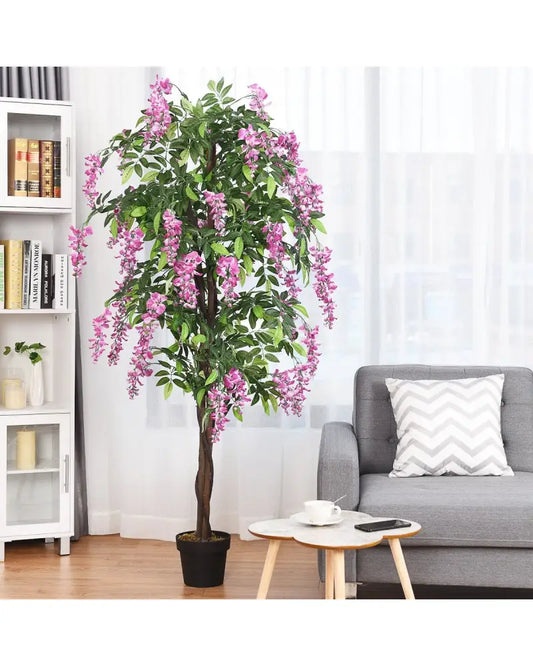 6-Feet Artificial Wisteria Silk Indoor-Outdoor Tree-1pieces - Green - Faux Plants