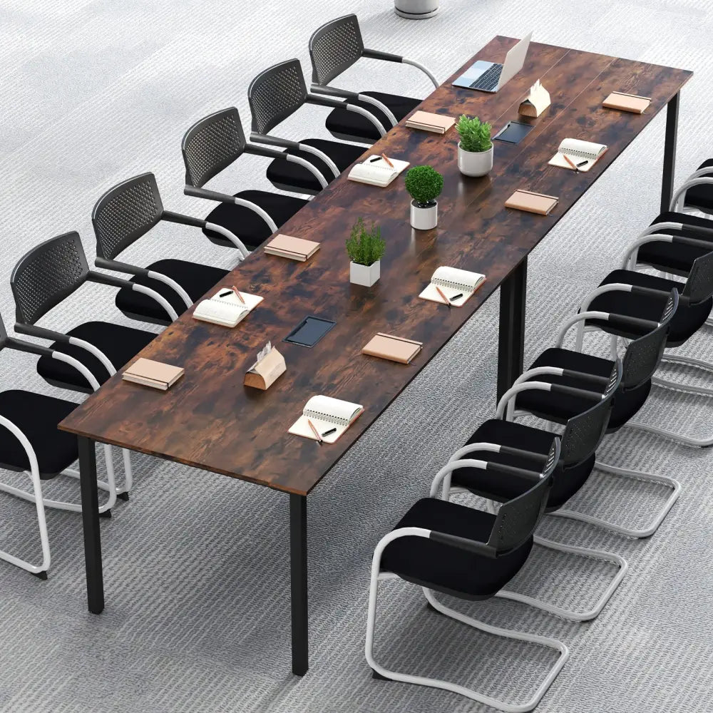 6 Feet Conference Room Table Large Meeting Table Rectangle Seats 8-10 People-Rustic Brown - Rustic Brown - Office Desks