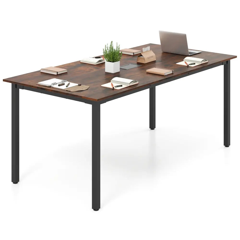 6 Feet Conference Room Table Large Meeting Table Rectangle Seats 8-10 People-Rustic Brown - Rustic Brown - Office Desks