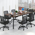 6 Feet Conference Room Table Large Meeting Table Rectangle Seats 8-10 People-Rustic Brown - Rustic Brown - Office Desks