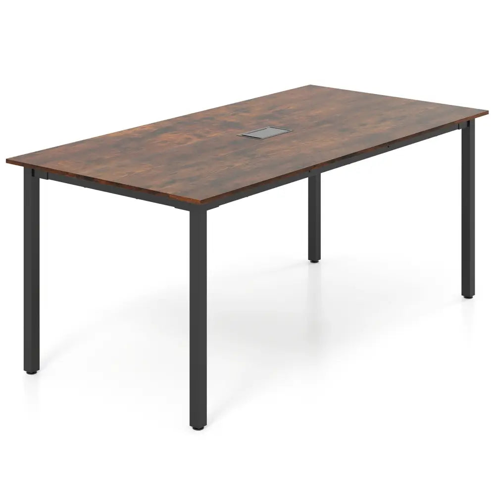 6 Feet Conference Room Table Large Meeting Table Rectangle Seats 8-10 People-Rustic Brown - Rustic Brown - Office Desks