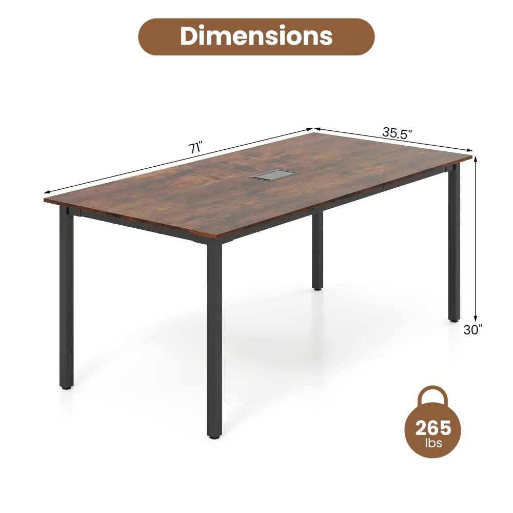 6 Feet Conference Room Table Large Meeting Table Rectangle Seats 8-10 People-Rustic Brown - Rustic Brown - Office Desks