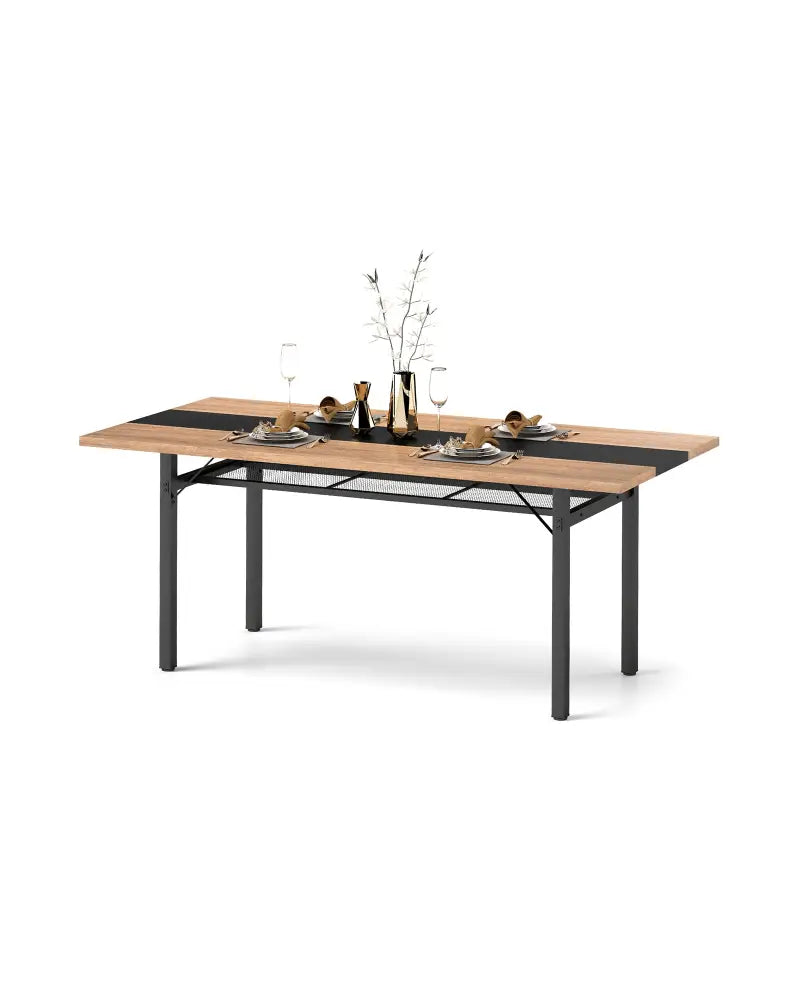6 Feet Dining Table with Heavy-Duty Metal Frame for 6-8 People-Natural - Natural - Dining Tables