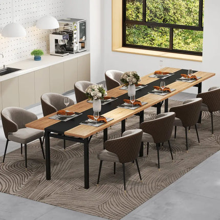 6 Feet Dining Table with Heavy-Duty Metal Frame for 6-8 People-Natural - Natural - Dining Tables