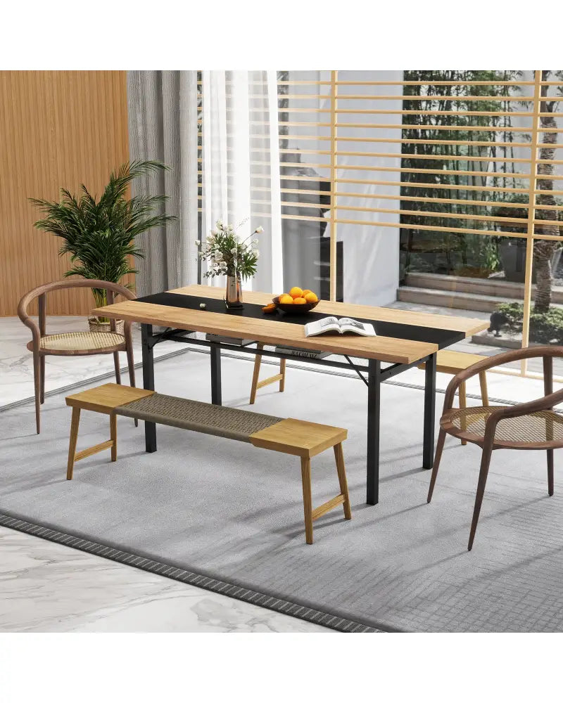6 Feet Dining Table with Heavy-Duty Metal Frame for 6-8 People-Natural - Natural - Dining Tables