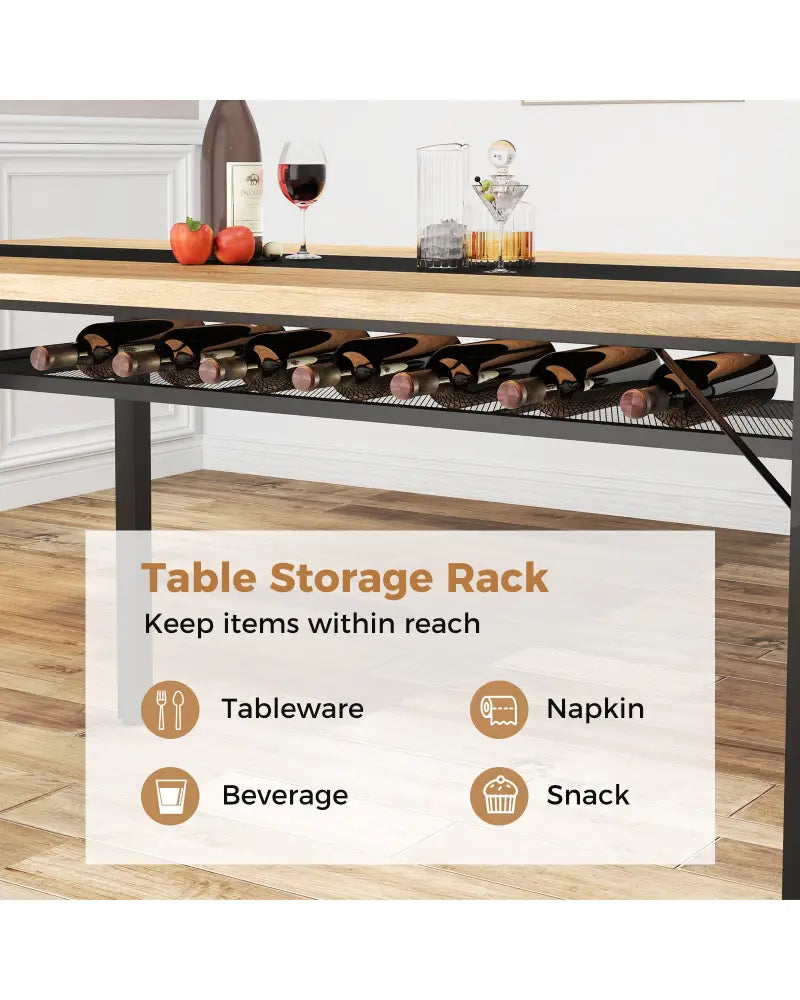 6 Feet Dining Table with Heavy-Duty Metal Frame for 6-8 People-Natural - Natural - Dining Tables