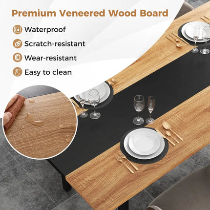 6 Feet Dining Table with Heavy-Duty Metal Frame for 6-8 People-Natural - Natural - Dining Tables