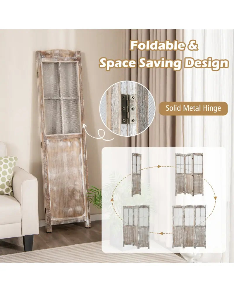 6 Feet Folding Privacy Screen-Coffee - Coffee - Room Dividers