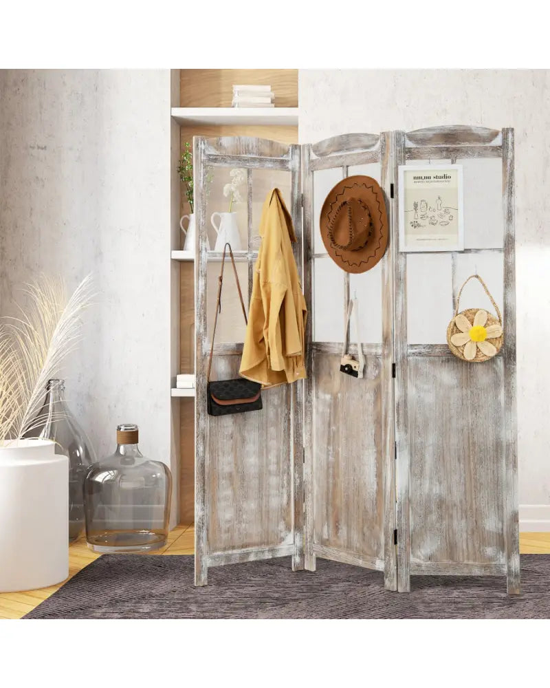 6 Feet Folding Privacy Screen-Coffee - Coffee - Room Dividers