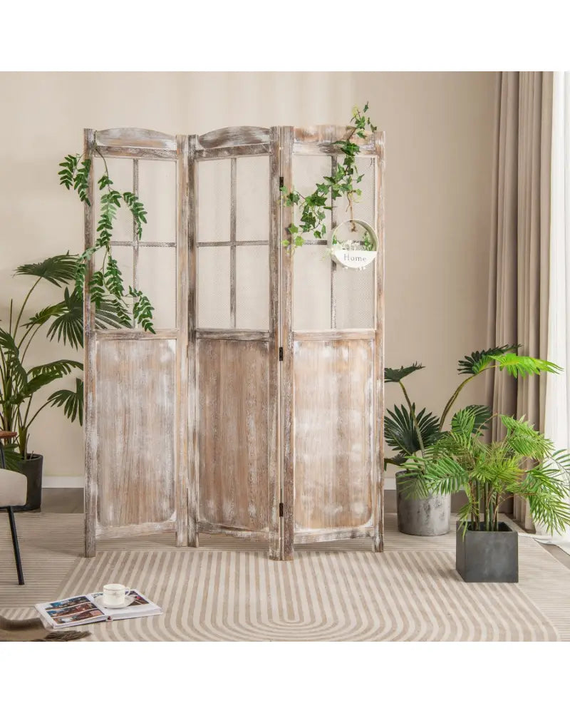 6 Feet Folding Privacy Screen-Coffee - Coffee - Room Dividers
