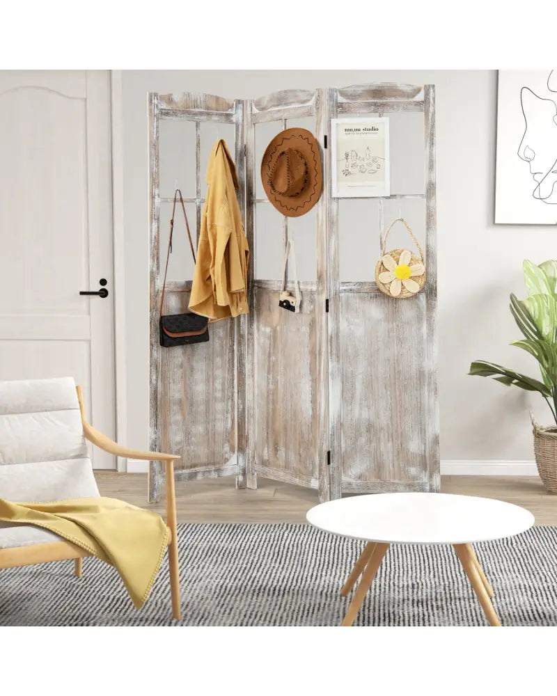 6 Feet Folding Privacy Screen-Coffee - Coffee - Room Dividers