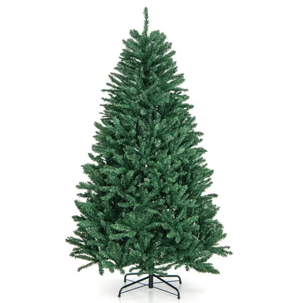 6 Feet Hinged Artificial Christmas Tree with Solid Metal Stand - Green - Christmas Tree