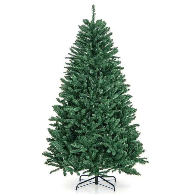 6 Feet Hinged Artificial Christmas Tree with Solid Metal Stand - Green - Christmas Tree