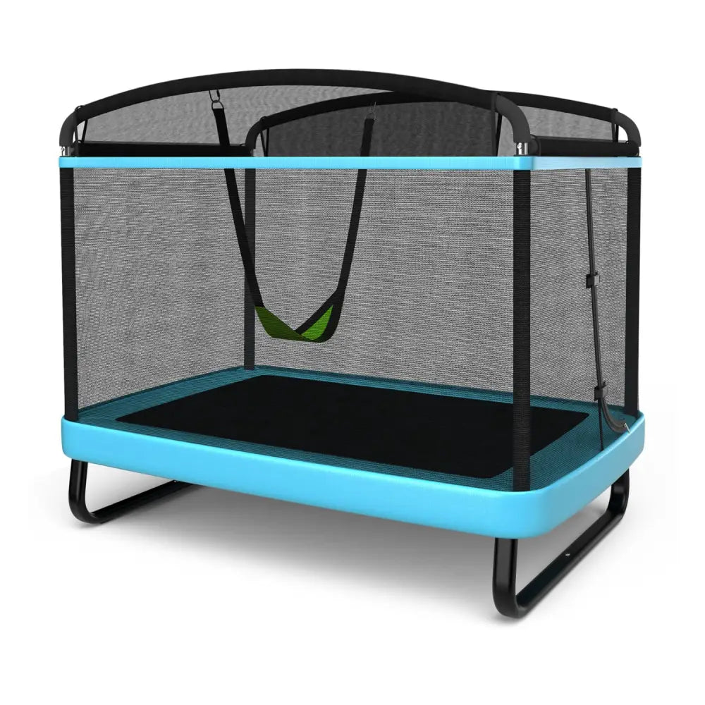 6 Feet Kids Entertaining Trampoline with Swing Safety Fence-Blue - Blue - Trampolines