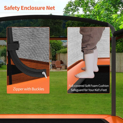 6 Feet Kids Entertaining Trampoline with Swing Safety Fence-Orange - Orange - Trampolines